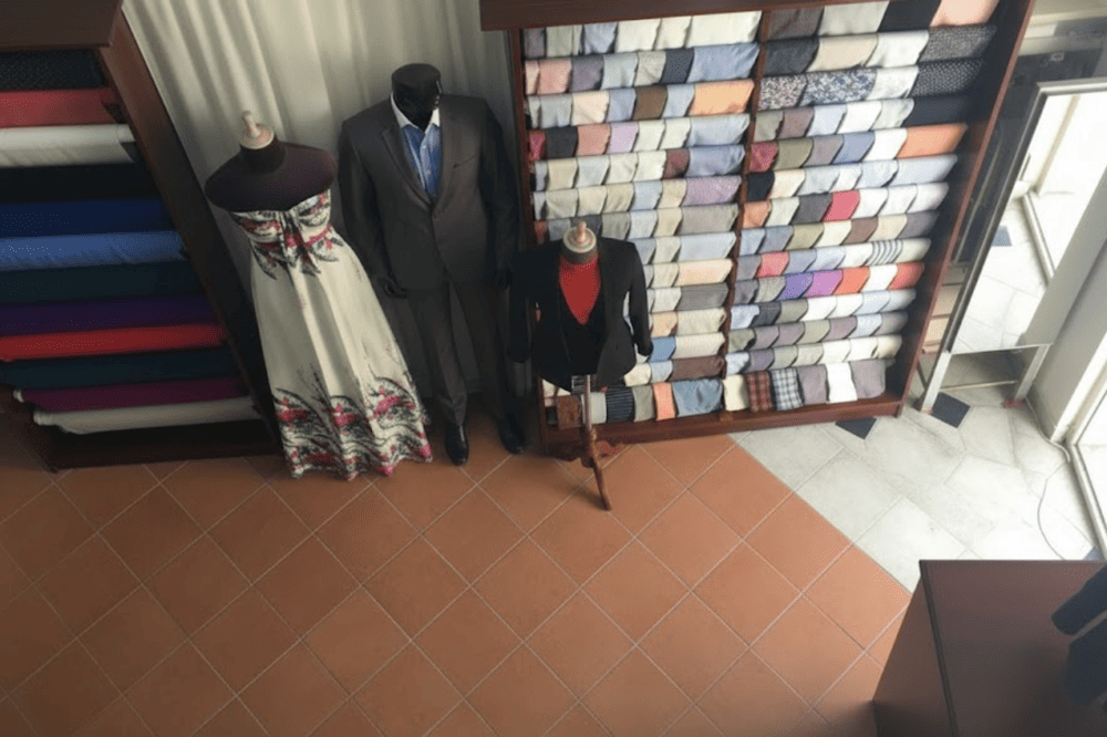 The store is designed with a modern yet cozy aesthetic, making it a comfortable space for consultations and fittings